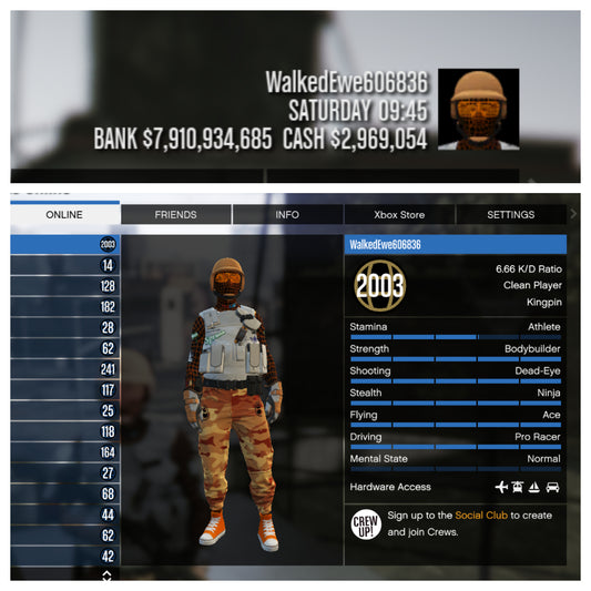 $7.9 Billion In Cash Modded Account, 2 Character, Rank 2001, All Halloween Items Unlocked, 550 Modded Cars, 37 Modded Outfits, 20 Modded Aircraft, And Double Fast Run Etc PS5 Account
