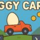 Eggy Car gameplay image showing an orange car balancing a giant egg on hilly terrain with coins – physics driving game